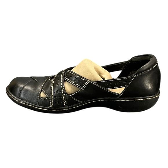 Clarks Collection Ashland Spin Black Leather Comfort Walking Loafer Women 7 - Picture 3 of 11